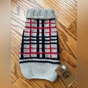 Chilly Dog tan tarpan plaid wool dog sweater  XS